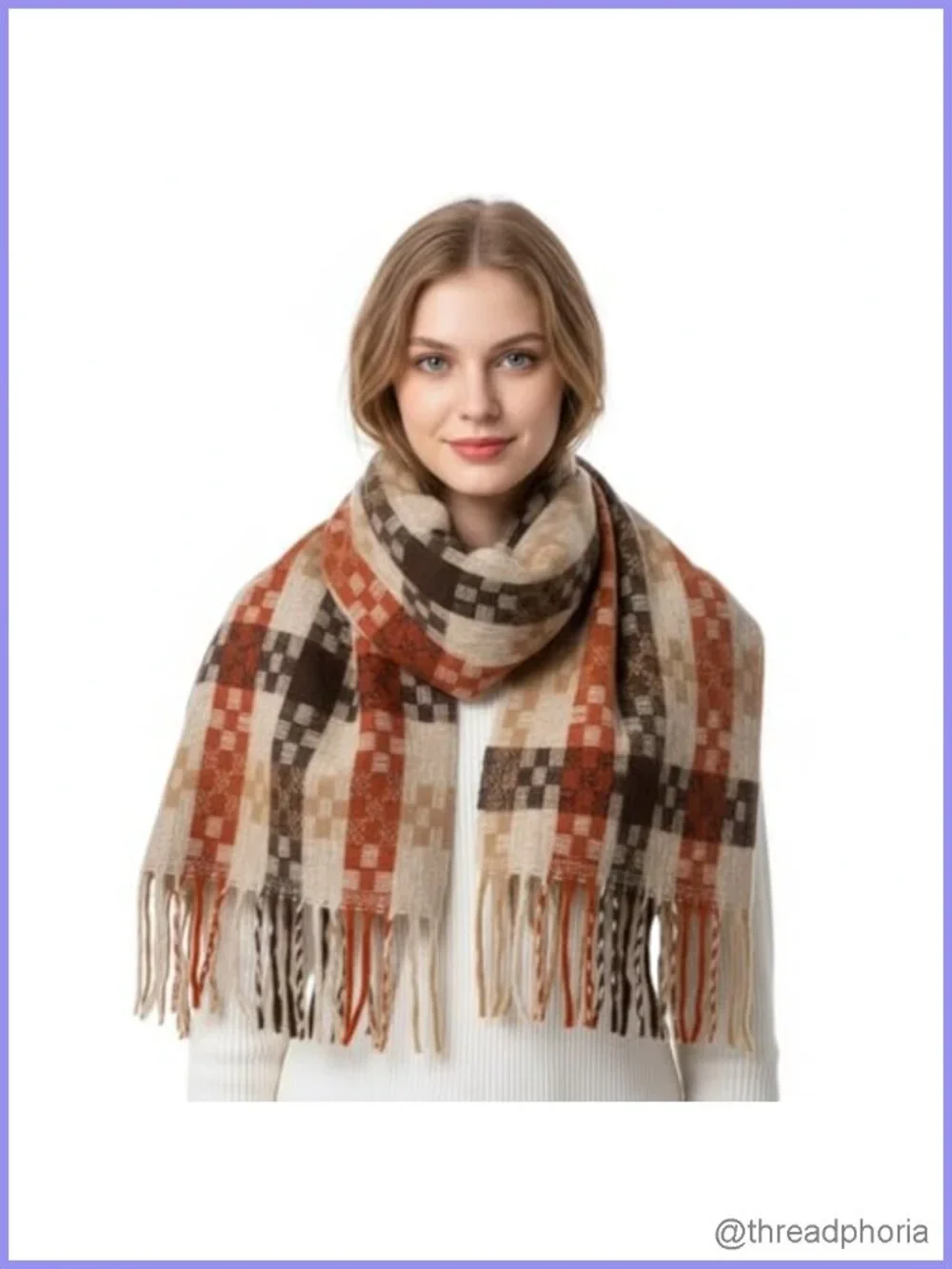Oversized Plaid Blanket Scarf for Women Cashmere Feel Winter Wrap